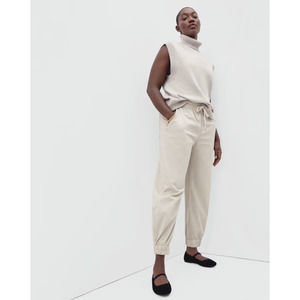 Everlane Womens The Easy Jogger Pants Large Snap Cuff Stone Beige NWT FLAW